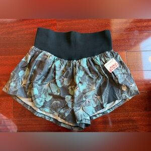 FP Movement by Free People Floral Athletic Shorts - Black and Blue
